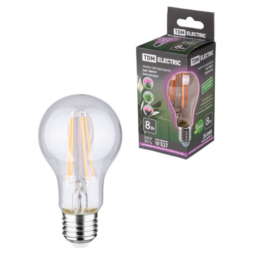 Лампа светодиодная для растений A60-8 Вт-230 В-E27-CL 