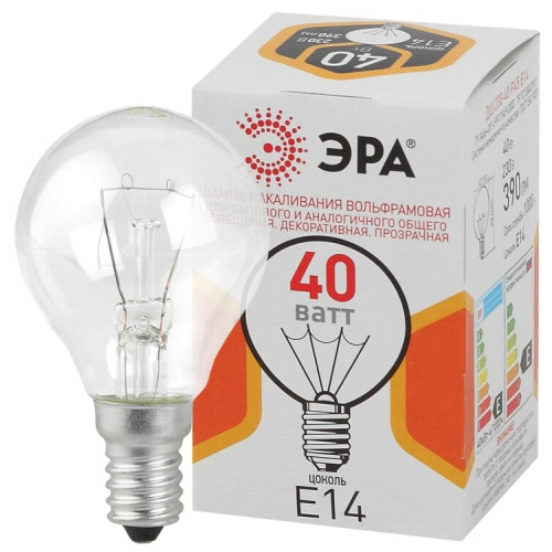 Лампа накаливания ДШ (P45) шар 40Вт 230В Е14 цв. упаковка | Б0039136 | ЭРА