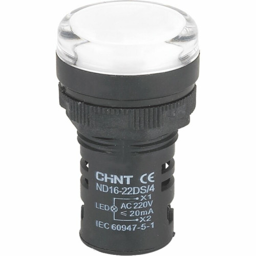 Индикатор ND16-22DS/2C белый, компактный, встр. резистор, IP65 АС/DC24В (R) | 828112 | CHINT