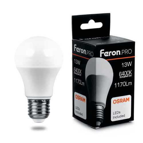 Лампа светодиодная .PRO LB-1013 Шар E27 13W 6400K OSRAM LED | 38034 | Feron