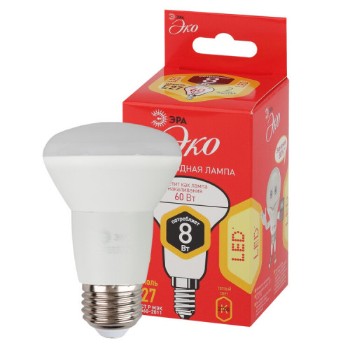 Лампа светодиодная RED LINE ECO LED R63-8W-827-E27 Е27 / Е27 8Вт рефлектор теплый белый свет | Б0050300 | ЭРА