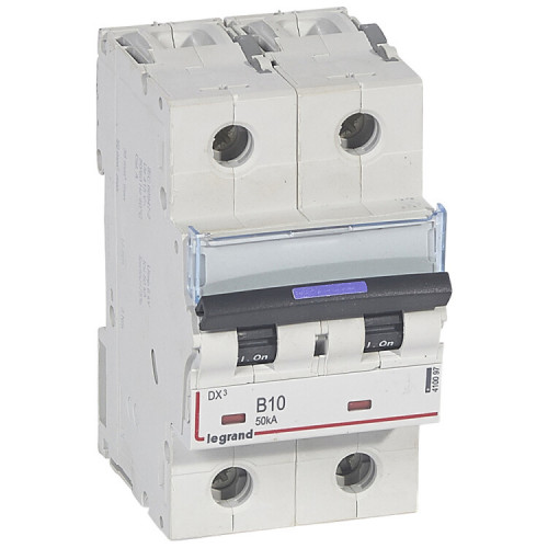 Выключатель автоматический двухполюсный DX3 10А B 50кА (3 мод) | 410097 | Legrand