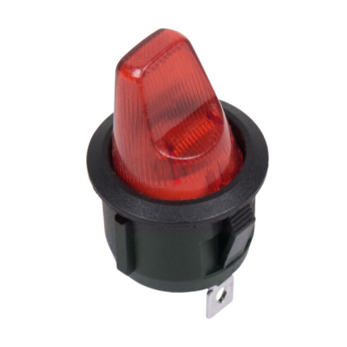 Выключатель клавишный круглый 12V 16А (3с) ON-OFF красный с подсветкой | 36-2590 | REXANT