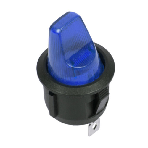 Выключатель клавишный круглый 12V 16А (3с) ON-OFF синий с подсветкой | 36-2591 | REXANT