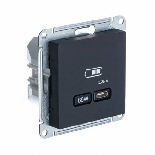 ATLASDESIGN КАРБОН USB РОЗЕТКА тип-C 65W высокоскор.заряд. QC PD | ATN001027 | SE