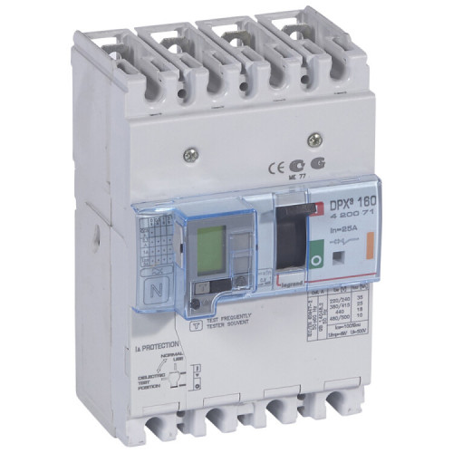Автоматический выключатель DPX3 160 - термомагн. расц. - с диф. защ. - 25 кА - 400 В~ - 4П - 25 А | 420071 | Legrand