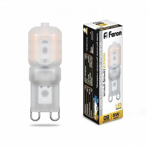 Лампа светодиодная LB-430 (5W) 230V G9 2700K 16x47mm | 25636 | FERON