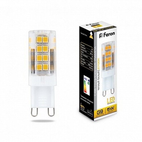Лампа светодиодная LB-432 (5W) 230V G9 2700K 16x50mm | 25769 | FERON