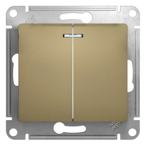 Glossa Титан Выключатель 2-клавишный с подсветкой, сх.5а, 10АХ | GSL000453 | SE
