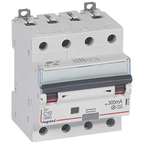 Выключатель автоматический дифференциального тока DX3 6000 4п 10А С 300мА тип A | 411238 | Legrand