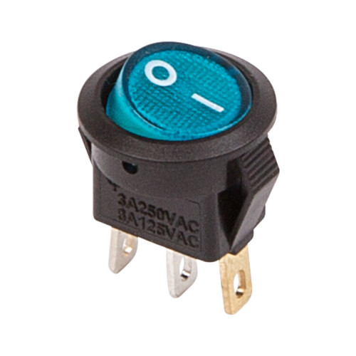Выключатель клавишный круглый 250V 3А (3с) ON-OFF синий с подсветкой Micro | 36-2531 | REXANT