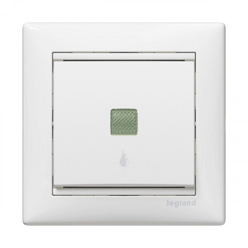 Valena Белый Выключатель кнопочный 1-клавишный с подсветкой и с симовлом 