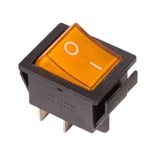 Выключатель клавишный 250V 16А (4с) ON-OFF желтый с подсветкой | 36-2333 | REXANT