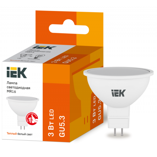 Лампа светодиодная LED 3Вт GU5.3 220В 3000К MR16 софит | LLE-MR16-3-230-30-GU5 | IEK