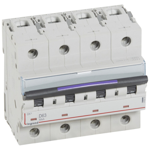 Выключатель автоматический четырехполюсный DX3 63А D 50кА (6 мод) | 410232 | Legrand