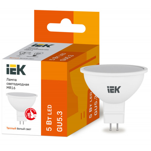 Лампа светодиодная LED 5Вт GU5.3 220В 3000К MR16 софит | LLE-MR16-5-230-30-GU5 | IEK