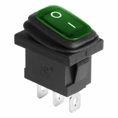 Выключатель клавишный 250V 6А (3с) ON-OFF зеленый с подсветкой Mini ВЛАГОЗАЩИТА | 36-2178 | REXANT