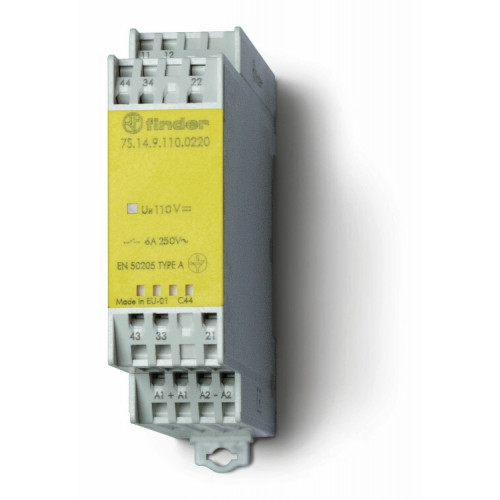 Модульное электромеханическое реле безопасности (реле с принудительным управлением контактами); 2NO+2NC 6A | 7S1490480220PAS | Finder