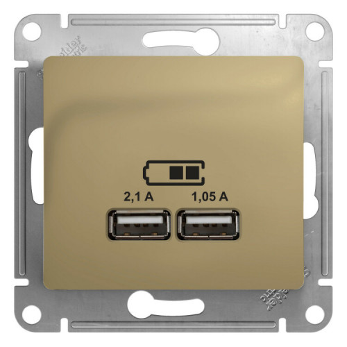 Glossa Титан USB Розетка, 5В/2100мА, 2х5В/1050мА, механизм | GSL000433 | SE