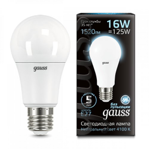 Лампа светодиодная Black LED A60 16W E27 1470lm 4100K | 102502216 | Gauss