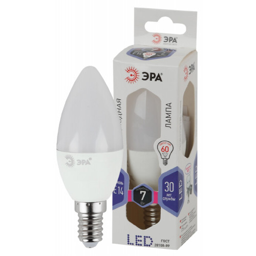 Лампа светодиодная LED 7Вт Е14 6000К smd B35-7W-860-E14 | Б0031400 | ЭРА