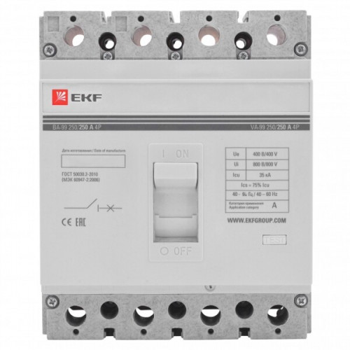 Автоматический выключатель ВА-99 250/250А 4P 35кА EKF | mccb99-250-250-4P | EKF
