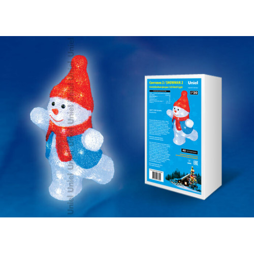 Фигура светодиодная «Снеговик-2» ULD-M2234-040/STA WHITE IP20 SNOWMAN-2, 40 диодов, размер 22*17*34 см, белый, IP20. | 11030 | Uniel