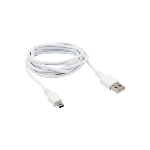 Кабель mini USB (male) штекер - USB-A (male) штекер, длина 1,8 метра, белый (PE пакет) | 18-1134 | REXANT