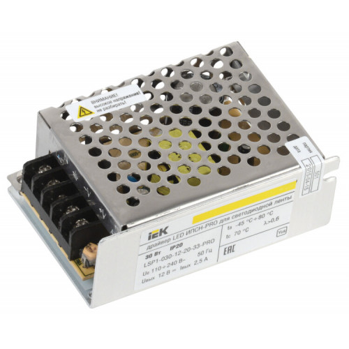 Драйвер для светодиодных лент LED ИПСН-PRO 30Вт 12В IP20 блок-клеммы | LSP1-030-12-20-33-PRO | IEK