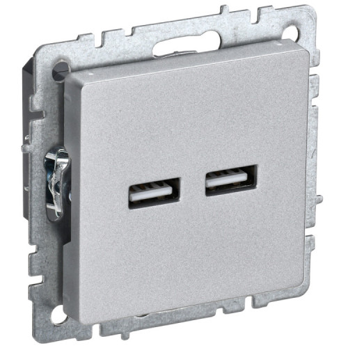 BRITE Розетка USB A+A 3,1А РЮ10-1-БрА алюминий | BR-U21-D31-K47 | IEK