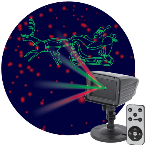 Проектор Laser Дед Мороз мультирежим 2 цвета, ENIOP-02 , 220V, IP44 (12/180) | Б0041643 | ЭРА