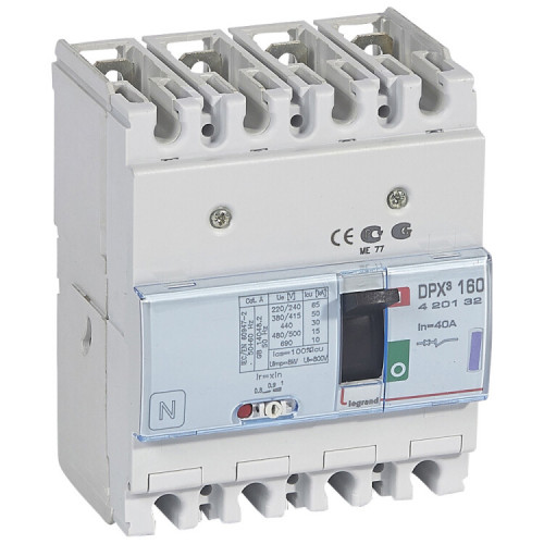 Автоматический выключатель DPX3 160 - термомагнитный расцепитель - 50 кА - 400 В~ - 4П - 40 А | 420132 | Legrand