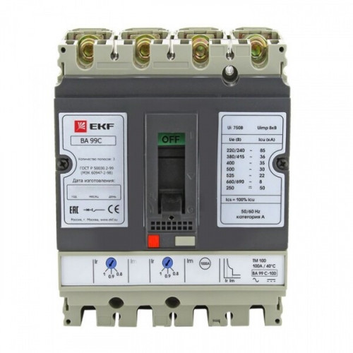 Автоматический выключатель ВА-99C (Compact NS) 160/125А 3P+N 36кА EKF | mccb99C-160-125+N | EKF