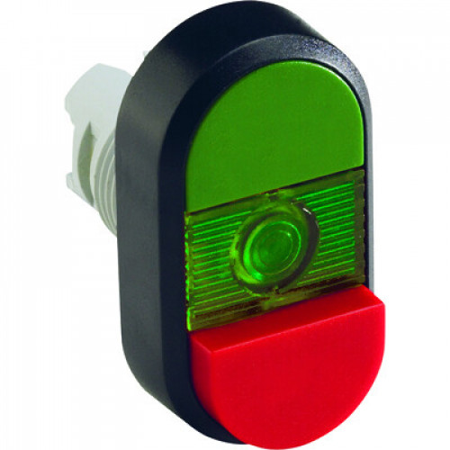 Кнопка двойная MPD14-11G (зеленая/красная-выступающая) зеленая л инза с текстом (ON/OFF) | 1SFA611143R1102 | ABB
