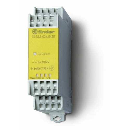 Модульное электромеханическое реле безопасности (реле с принудительным управлением контактами); 4NO+2NC 6A | 7S1690125420PAS | Finder