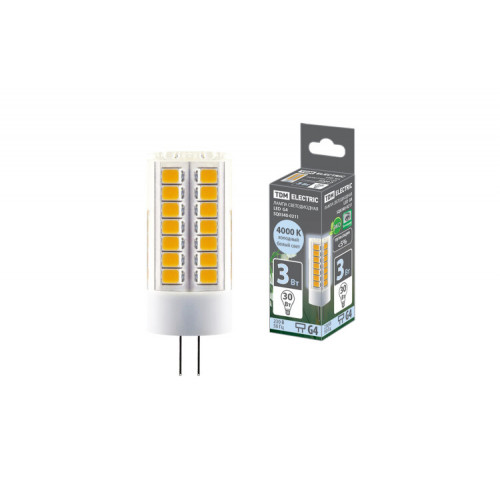 Лампа светодиодная G4-3 Вт-230 В-4000 К, SMD, 16x43 мм | SQ0340-0211 | TDM