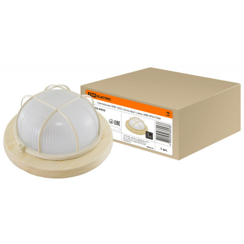Светильник пылевлагозащищенный под лампу для ЖКХ НПБ1302 сосна круг с реш. 60Вт IP54 TDM