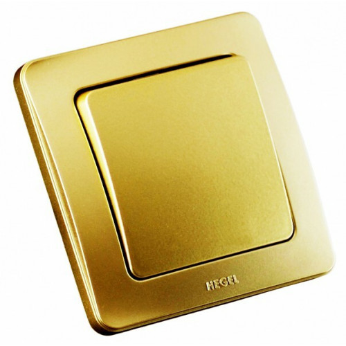 Выключатель скрытой установки, одноклавишный, с самовозвратом, цвет золото | ВС10-331-07 | HEGEL