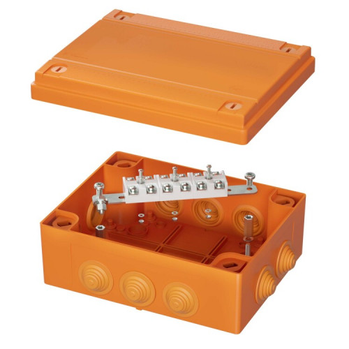 Коробка распределительная пластиковая FS с кабельными вводами и клеммникамиIP55,240x190x90мм,6р, 450V,20A,10мм.кв, нерж.контакт | FSK41610 | DKC