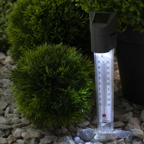 Cветильник садовый декоративный -градусник на солнечной батарее, ERATR024-02 сталь, пластик, серый, 33 см | Б0038503 | ЭРА