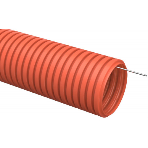 Труба гибкая гофрированная ПНД 20мм с протяжкой (100м) оранжевый | CTG20-20-K04-100 | IEK