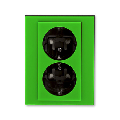 ABB Levit Зелёный / дымчатый чёрный Розетка 2-ая с з/к со шторками 16А | 5522H-C03457 67W | 2CHH223457C6067 | ABB