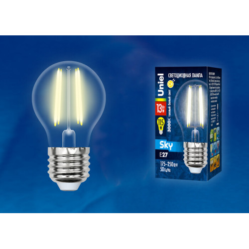 Лампа светодиодная LED-G45-13W/3000K/E27/CL PLS02WH LED. 