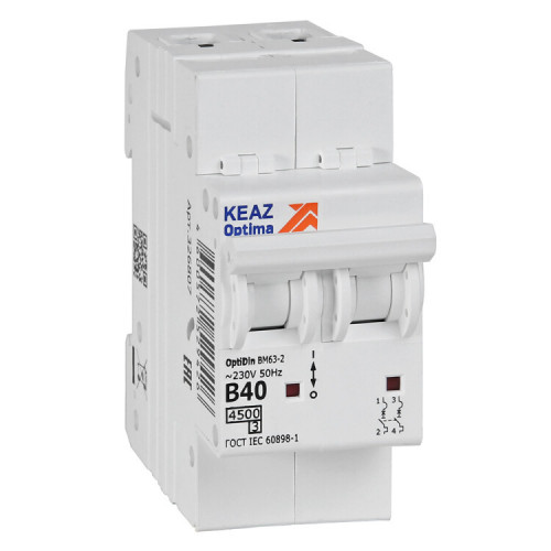 Выключатель автоматический двухполюсной OptiDin BM63-2B40-4,5-УХЛ3 (КЭАЗ) | 329514 | КЭАЗ