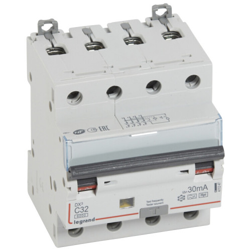 Выключатель автоматический дифференциального тока DX3 4п 32А C 30мА тип HPI | 411247 | Legrand