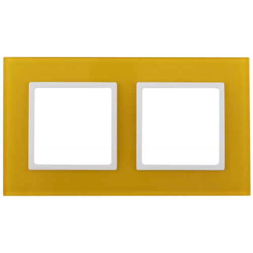 14-5102-21 Электроустановка ЭРА Рамка на 2 поста, стекло, Эра Elegance, жёлтый+бел | Б0034494 | ЭРА