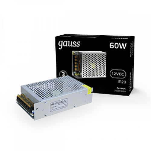 Блок питания для светодиодной ленты LED STRIP PS 60W 12V IP20 | 202003060 | Gauss