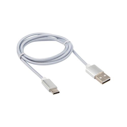 Шнур USB 3.1 type C (male)-USB 2.0 (male) в тканевой оплетке 1 м черный | 18-1884 | REXANT