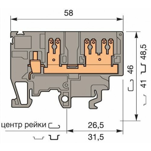 Клемма M4/6.3G винт 4мм.кв. винтовой зажим 4 мм.кв., 1 quick connect (fast on) 6,3x0,8 мм, | 1SNA115279R0200 | TE