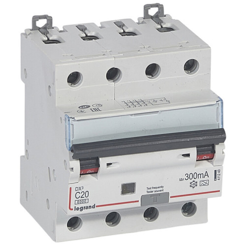 Выключатель автоматический дифференциального тока DX3 6000 4п 20А С 300мА тип A | 411240 | Legrand